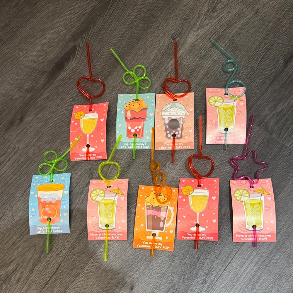 9 piece crazy straw valentines